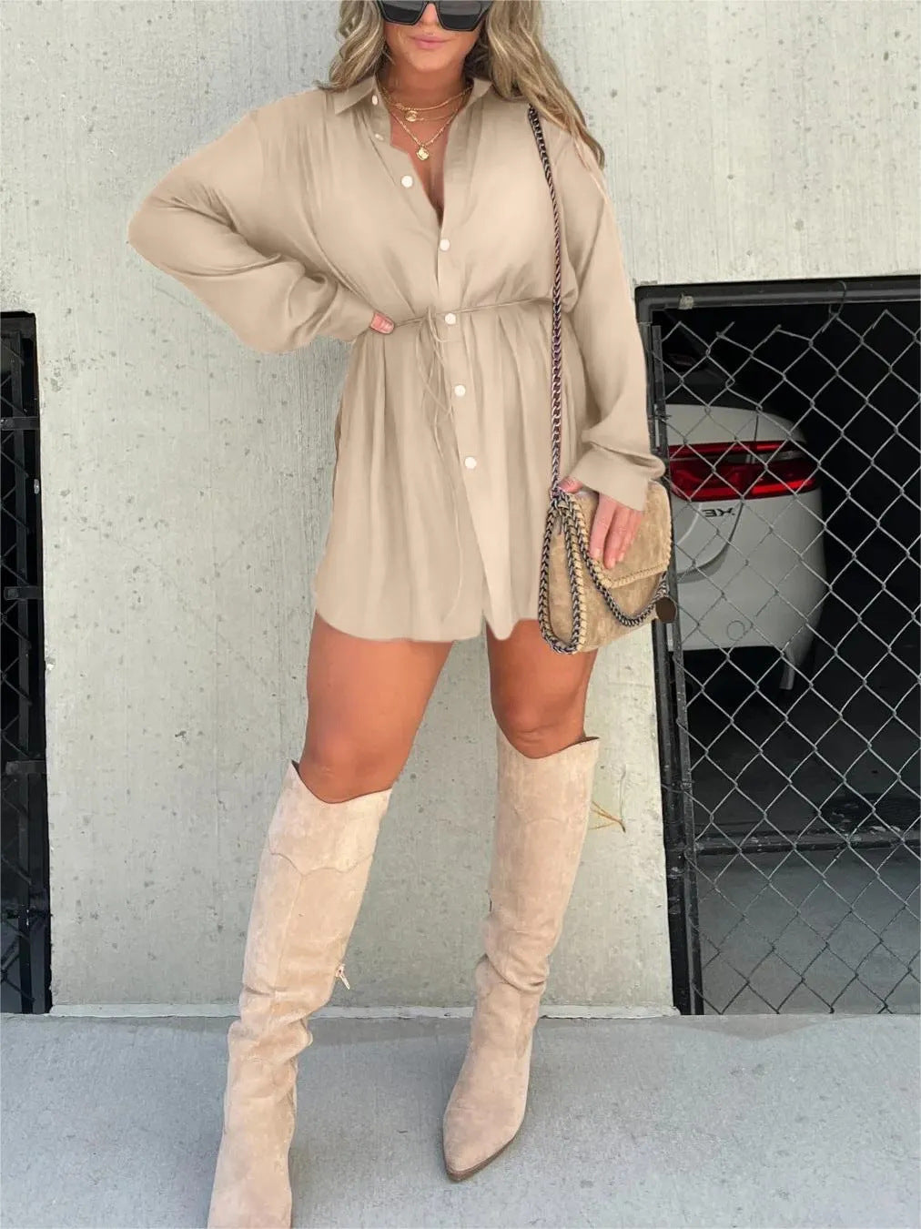 LONG SLEEVE JUMPSUIT SHIRT DRESS