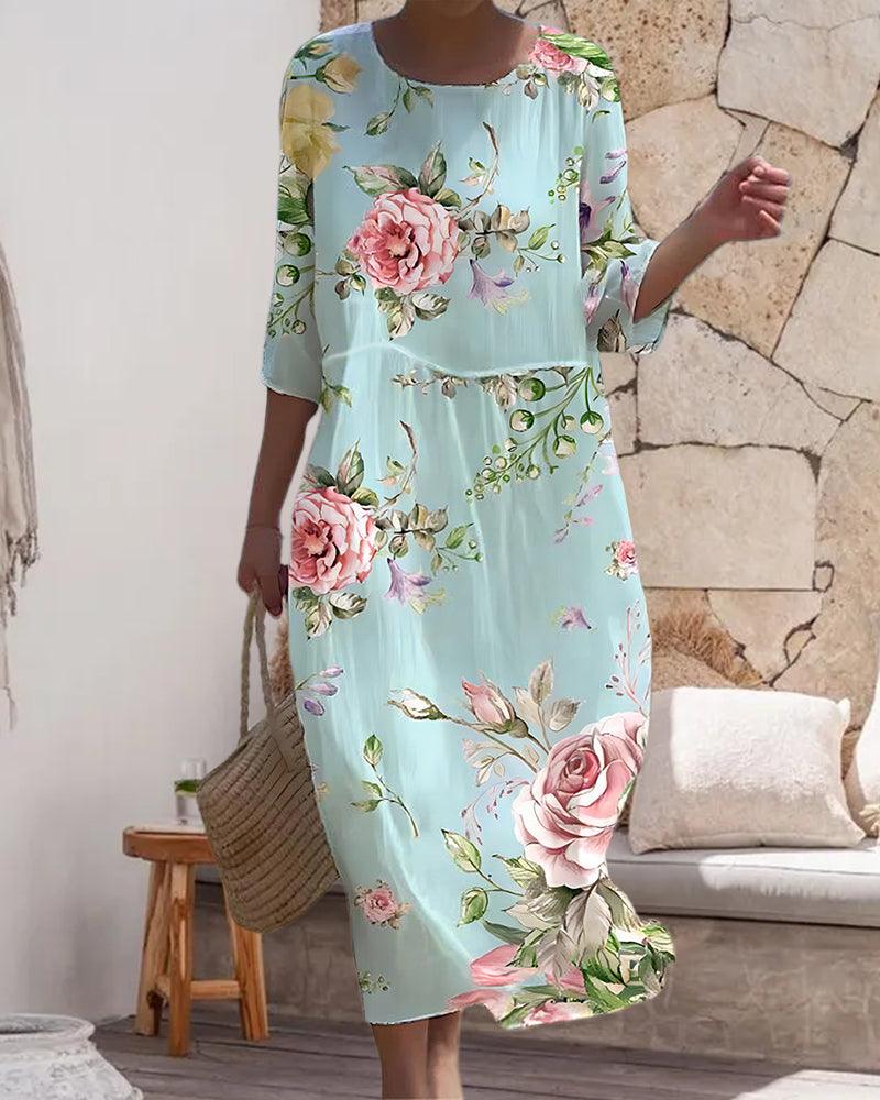 HILLARY™ ELEGANT FLORAL DRESS WITH TUMMY CONTROL