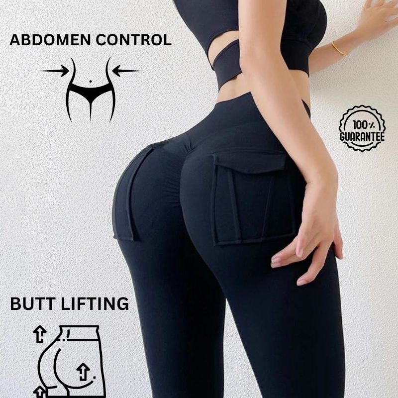 TUMMY CONTROL BOOTY PUSH UP LEGGINGS with BACK POCKETS