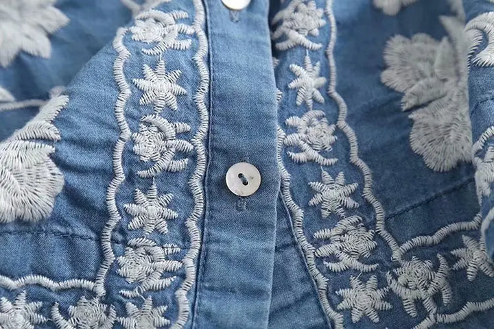 BOHEMIAN- Denim Bloom Cardigan