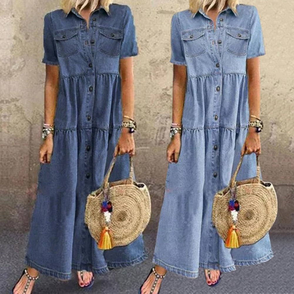 Suzannah | Slimming denim dress