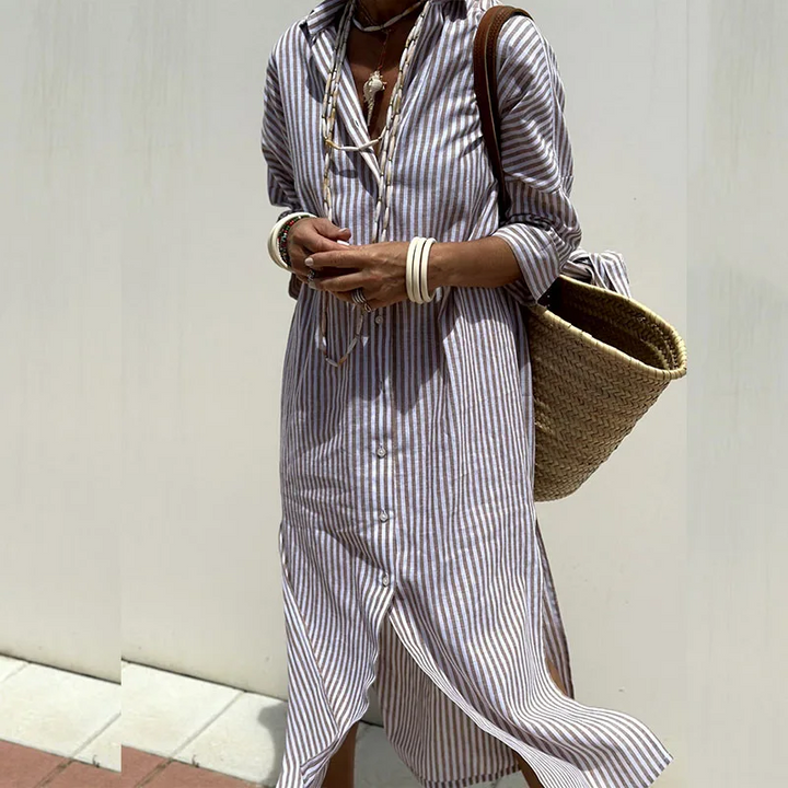 Karina | elegant striped shirt dress