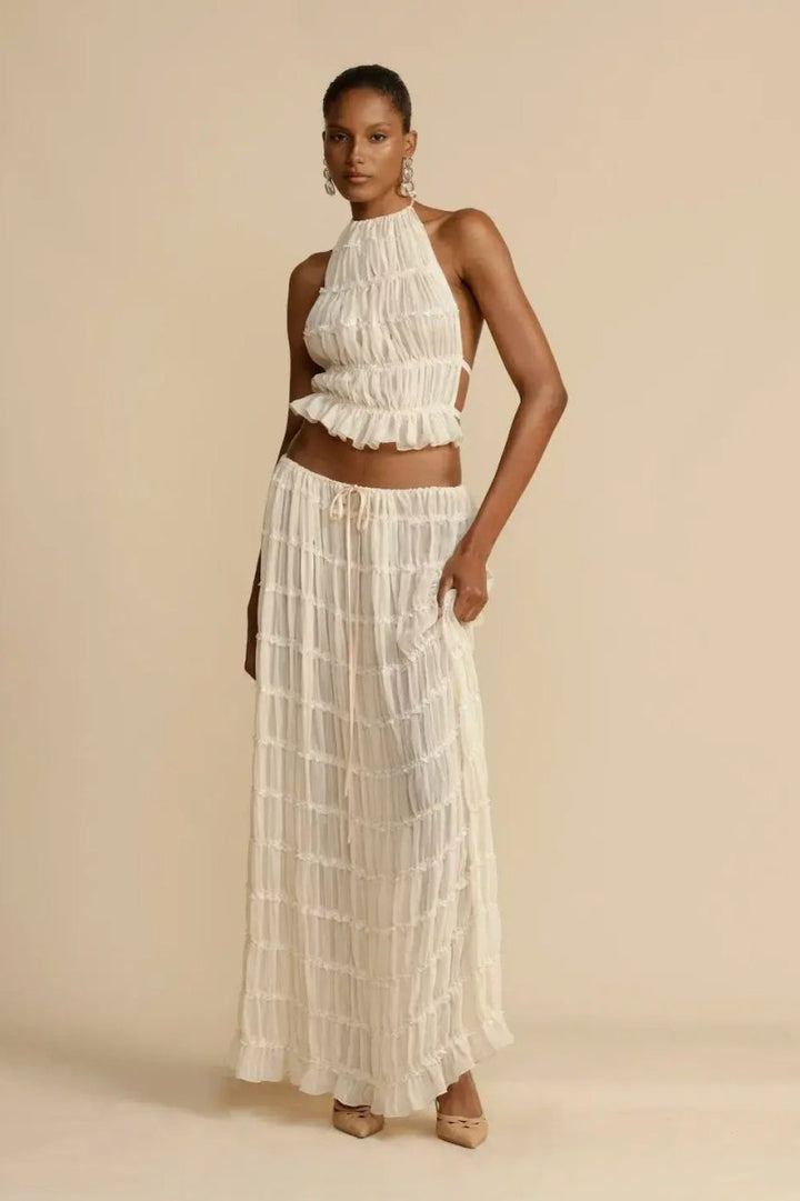 Nathalia Backless Pleated Set