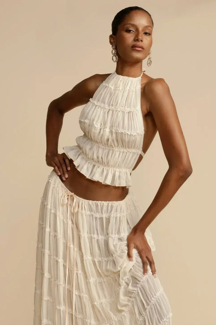 Nathalia Backless Pleated Set