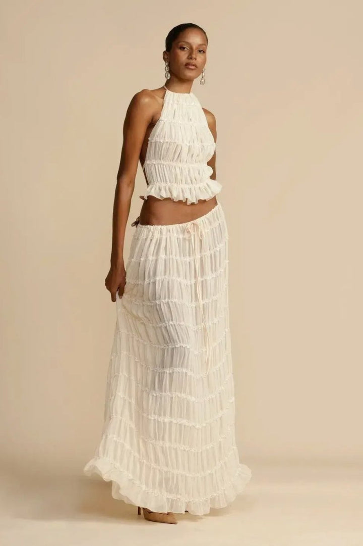 Nathalia Backless Pleated Set